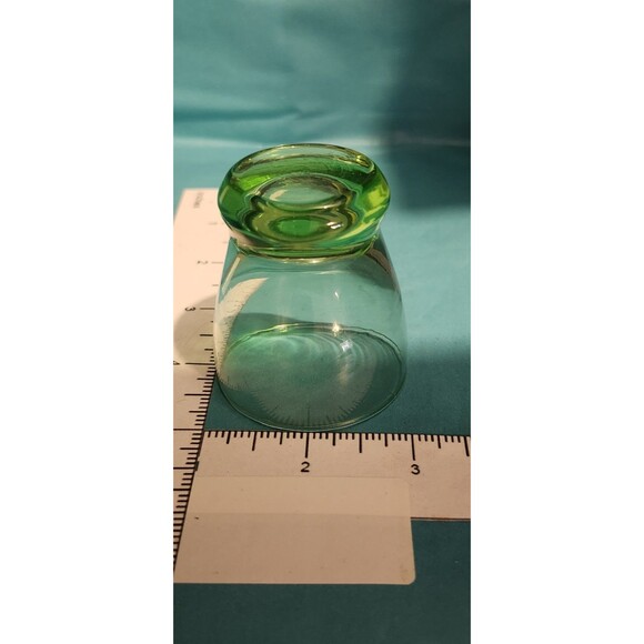 Vintage Green Depression Glass Toothpick Holder – 2” Pressed Glass Mini - Picture 2 of 7